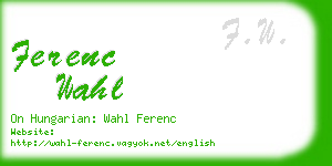 ferenc wahl business card